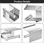 Tindbea Toilet Paper Holder with Phone Shelf, Adhesive or Screw Wall Mount Toilet Tissue Roll Holder, Rustproof & Multifunctional Stainless Steel Bathroom Storage Dispenser (Polished Chrome)