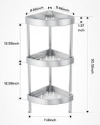 Nieifi Corner Shower Caddy Stand-3 Tier Rustproof Anodized Aluminum Standing Shower Organizer-Shower Caddy Corner-Dual Stability to Anti-Shaking-Height-Adjustable Legs for Uneven Surfaces-Silver