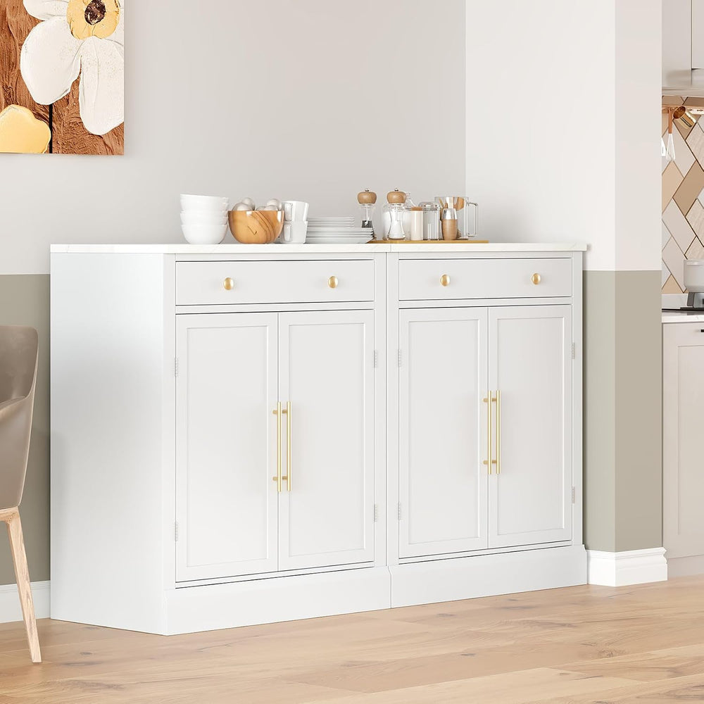 Small Pantry Cabinet with Drawer, Kitchen Storage Cabinet with 2 Adjustable S...