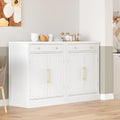 Small Pantry Cabinet with Drawer, Kitchen Storage Cabinet with 2 Adjustable Shelves and 2 Door Shelves, Farmhouse Kitchen Hutch Cabinet Buffet Sideboard Food Storage, White Set of 2
