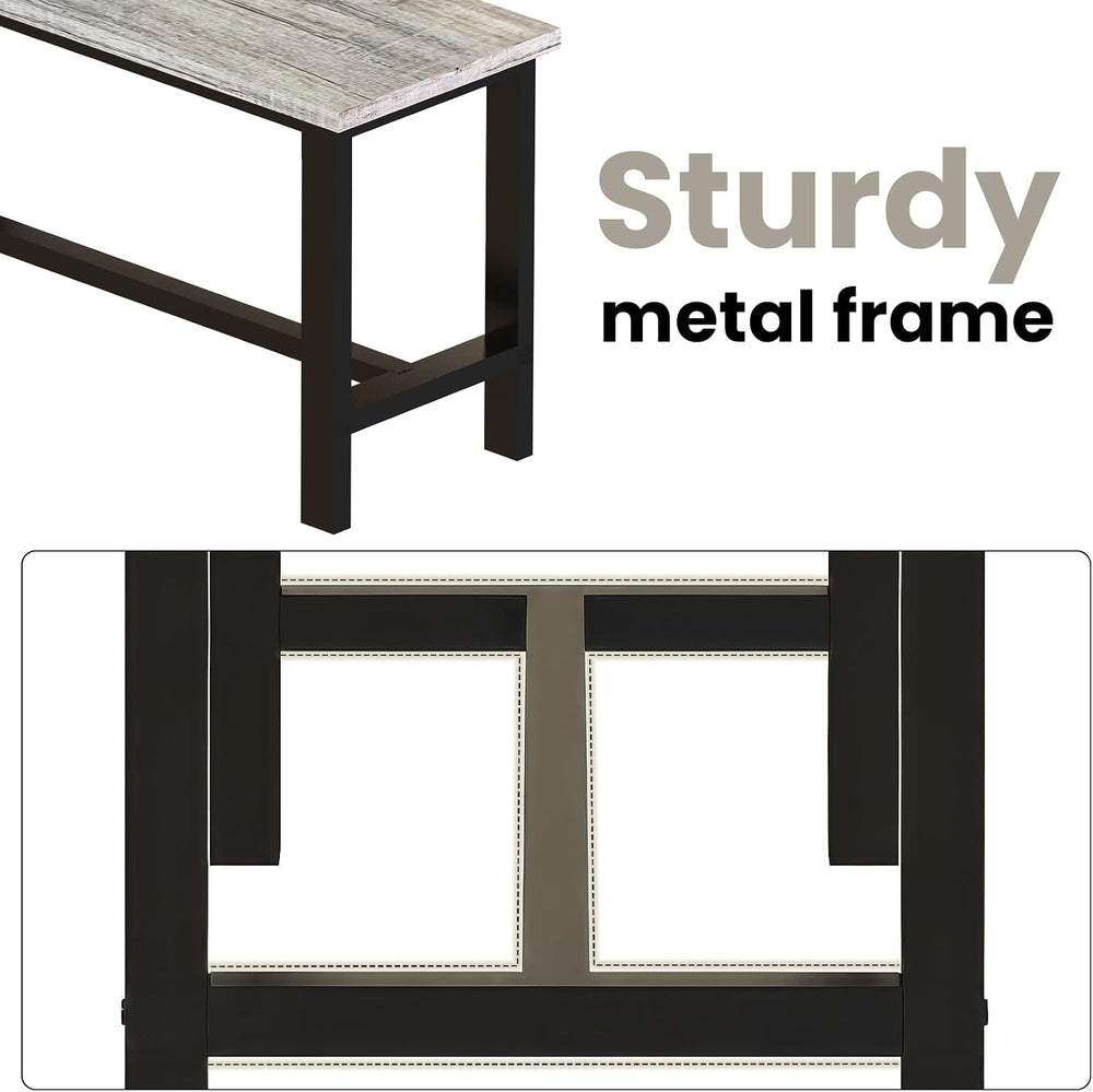 AWQM Dining Bench, Pair of 2, Table Bench, Thickened Steel Frame, Wood Bench,...