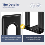 HappyHapi Book Ends, Non-Skid Metal Bookend Supports for Shelves, Heavy Duty Book End, Office Book Stopper, 6 x 5 x 6 Inches, 14 Pieces / 7 Pairs (Black)