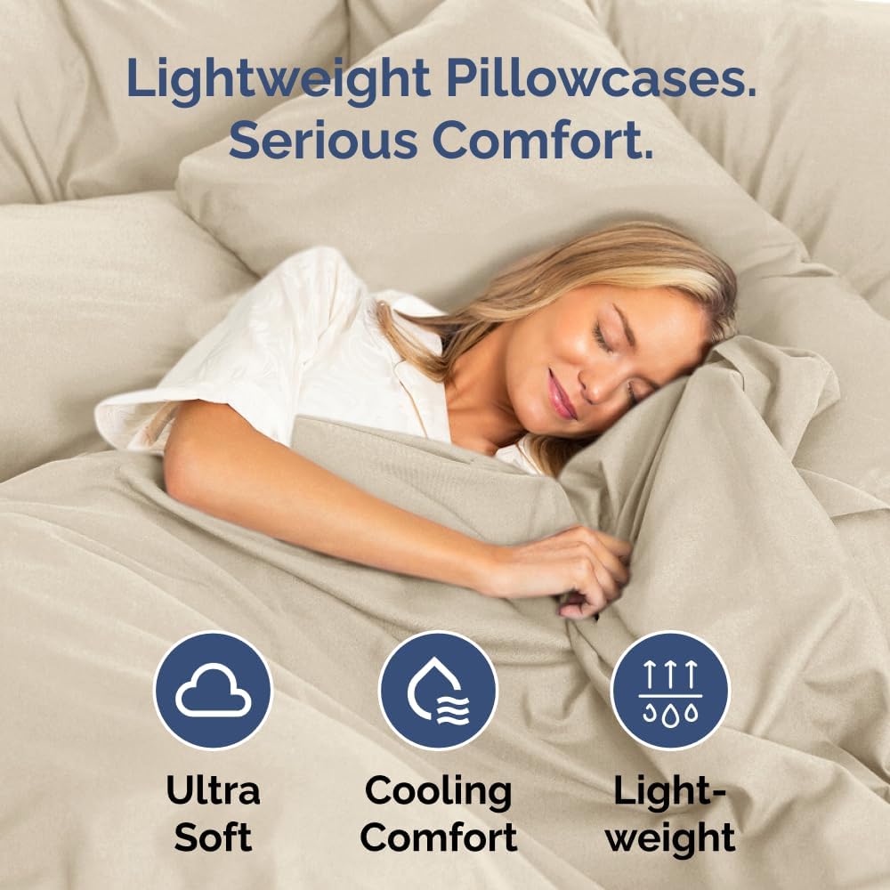 King Pillow Cases - 2 Pack - Super Soft Pillowcase Covers - Envelope Enclosure - Hotel Quality Pillow Protectors - Wrinkle Free, Fade, Shrink & Stain Resistant - Machine Washable - 20" x 40" (Wheat)