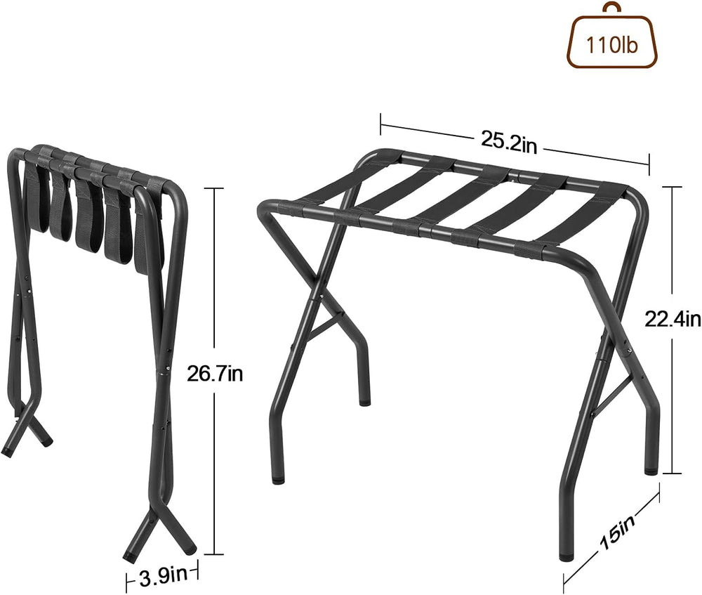 AMHANCIBLE Luggage Rack, Foldable Suitcase Stands Set of 2, Metal Luggage Hol...