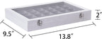 Frebeauty Velvet Jewelry Tray,35 Grid Jewelry Organizer with Clear Lid,Earring Holder Organizer Case with Clasp,Drawer Insert for Rings Studs,13.8 x 9.5 x 2 Inches,Gift for Women Girls(White)