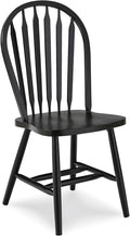 IC International Concepts Solid Wood Windsor ArrowBack Dining Chair with Plain Legs, Black