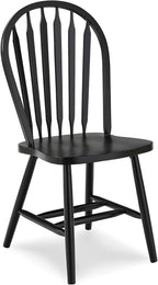 IC International Concepts Solid Wood Windsor ArrowBack Dining Chair with Plain Legs, Black
