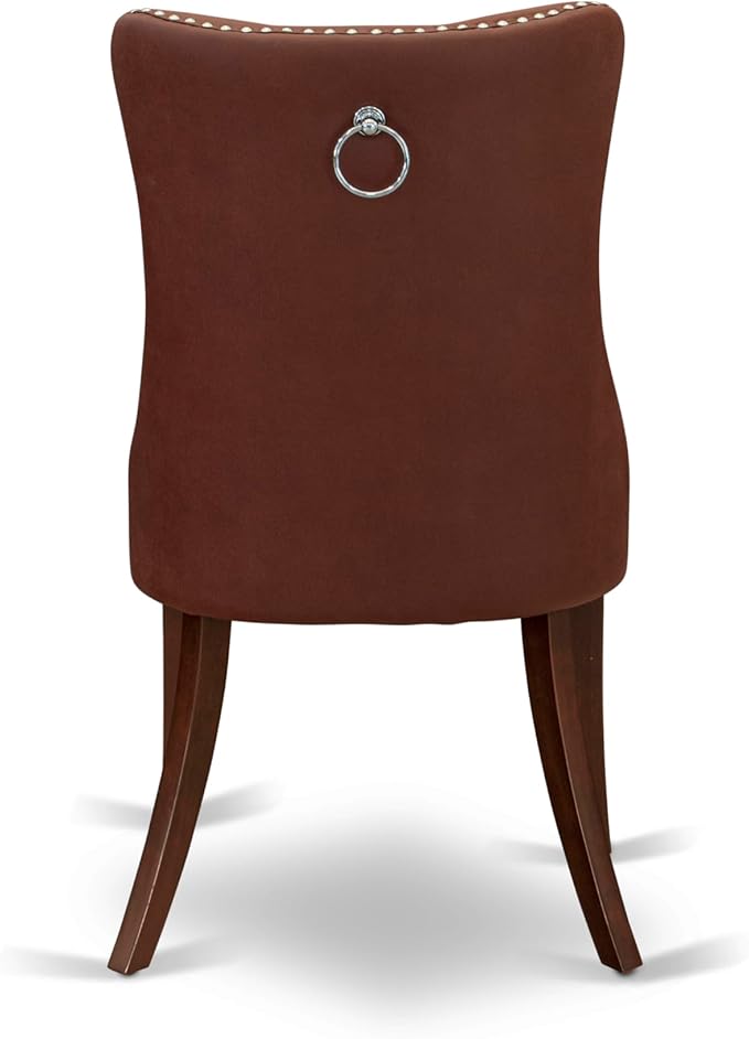 East West Furniture DODA9-MAH-26 9 Piece Dinette Set Includes a Rectangle Dining Table with Butterfly Leaf and 8 Polyester Fabric Parson Kitchen Chairs, 42x78 Inch, Mahogany
