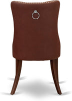 East West Furniture DODA5-MAH-26 5 Piece Dinette Set Consists of a Rectangle Dining Table with Butterfly Leaf and 4 Polyester Fabric Parson Chairs, 42x78 Inch, Mahogany
