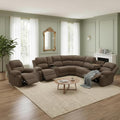 Manual Recliner Sectional Sofa Set, Corduroy L-Shaped Living Room Furniture Sets, Reclining Sectional Corner Couch and Recliner Chair Set for Home Office (Peanut, Sectional + Chair)