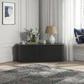 Corner TV Stand 43 Inch, Mid Century Corner Entertainment Center with Sliding Tambour Door, Media Console Table with 2 Layers Storage, Fluted TV Stand for Living Room, Bedroom (Black)
