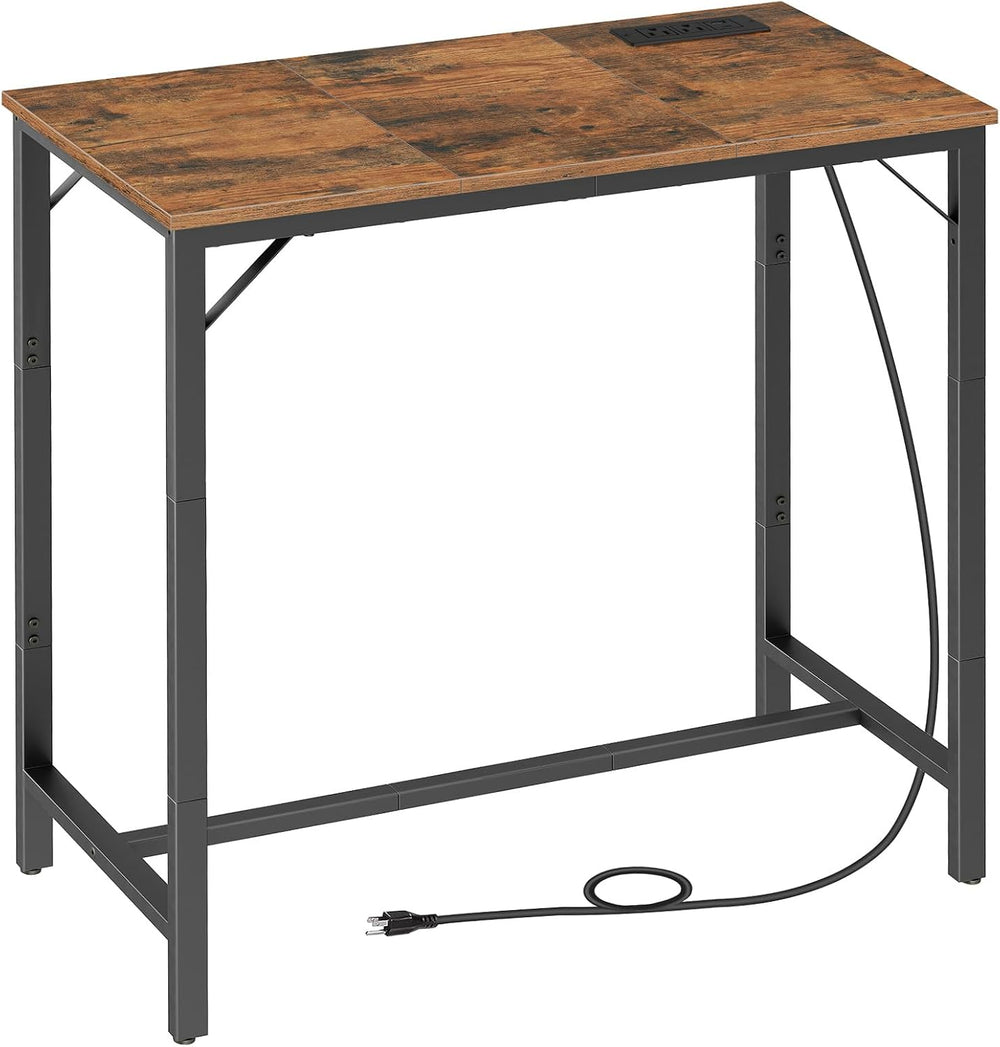 HOOBRO Bar Table with Charging Station, Rectangular Pub Table, High Top Coffe...