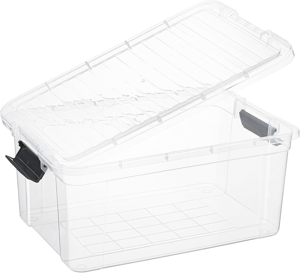 Superio Clear Storage Boxes with Lids, 21 Quart Plastic Container Bins for Organizing, Stackable Crates, BPA Free, Non Toxic, Odor Free, Organizers for Home, Office and Dorm, 8 Pack