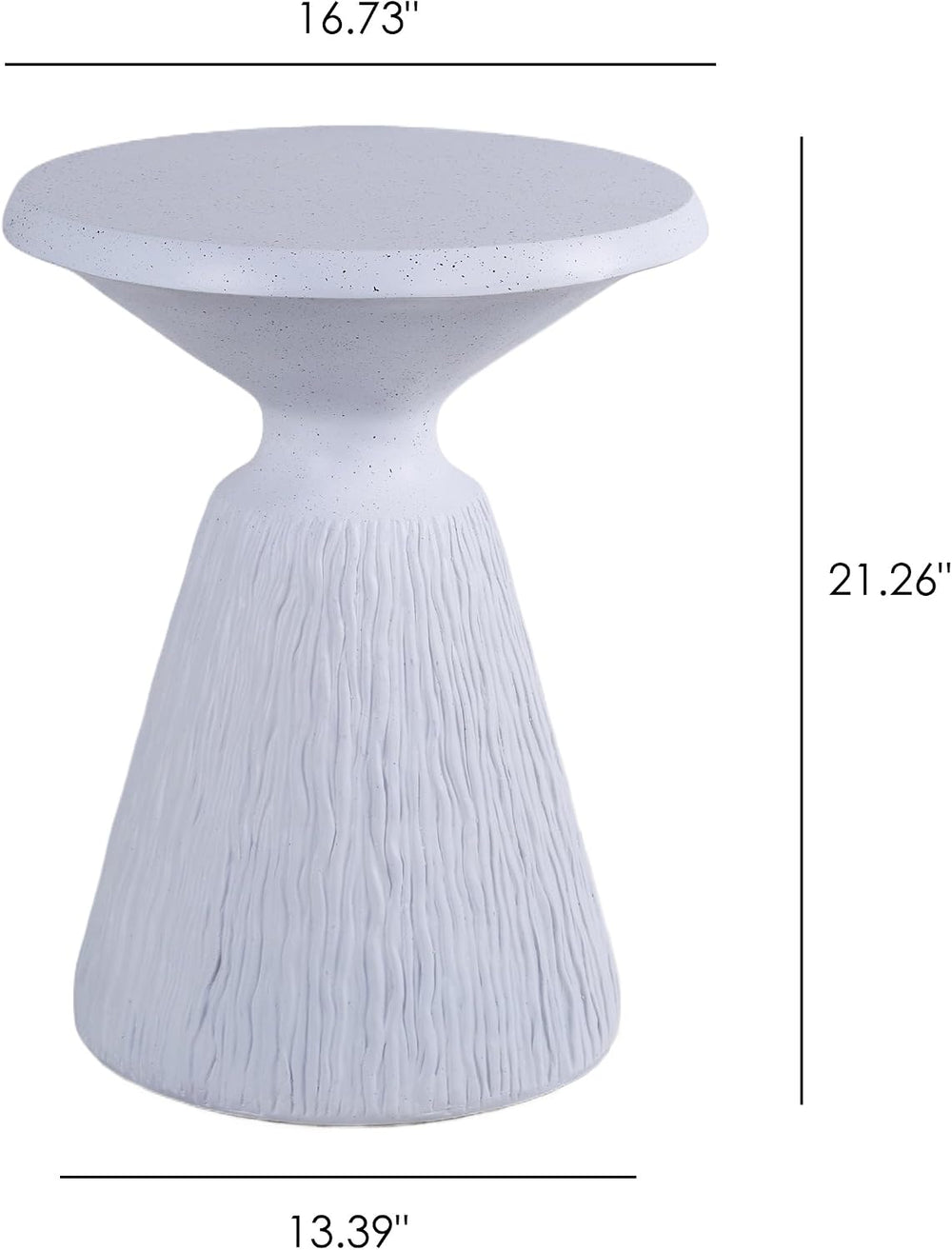 IRONORA Textured Concrete Accent Side Table, Hourglass Shaped Round Outdoor E...