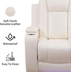Power Recliner Chair, Leather Recliners with Home Theater Seating, Oversized Single Electric Recliner Sofa Breathable Living Room Chairs for Adults Reading Gaming, White