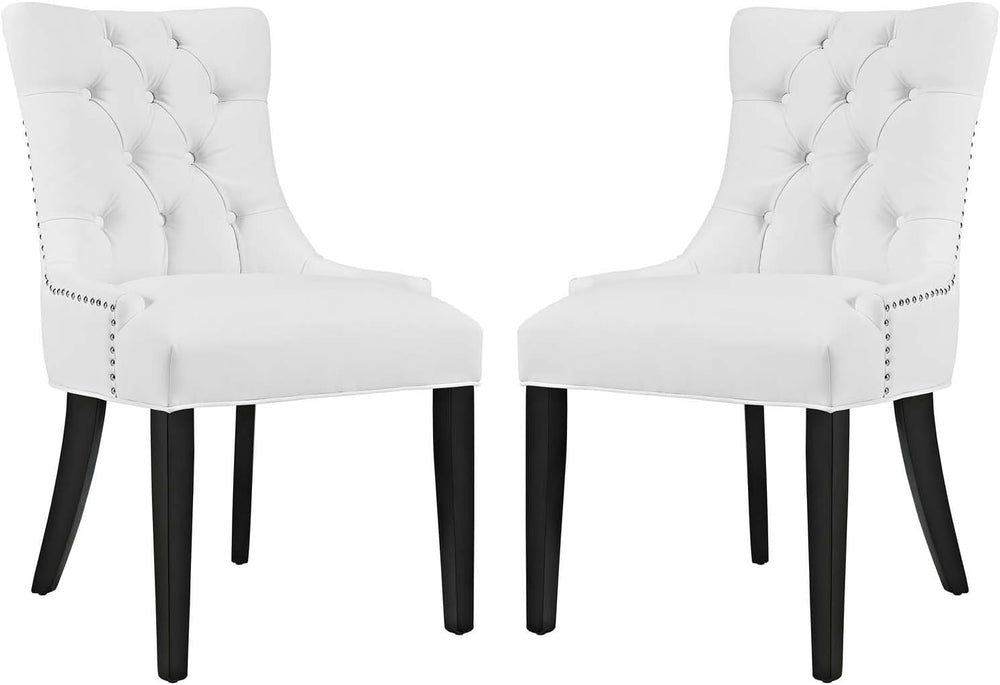Modway Regent Modern Tufted Faux Leather Upholstered Two Dining Chairs with N...