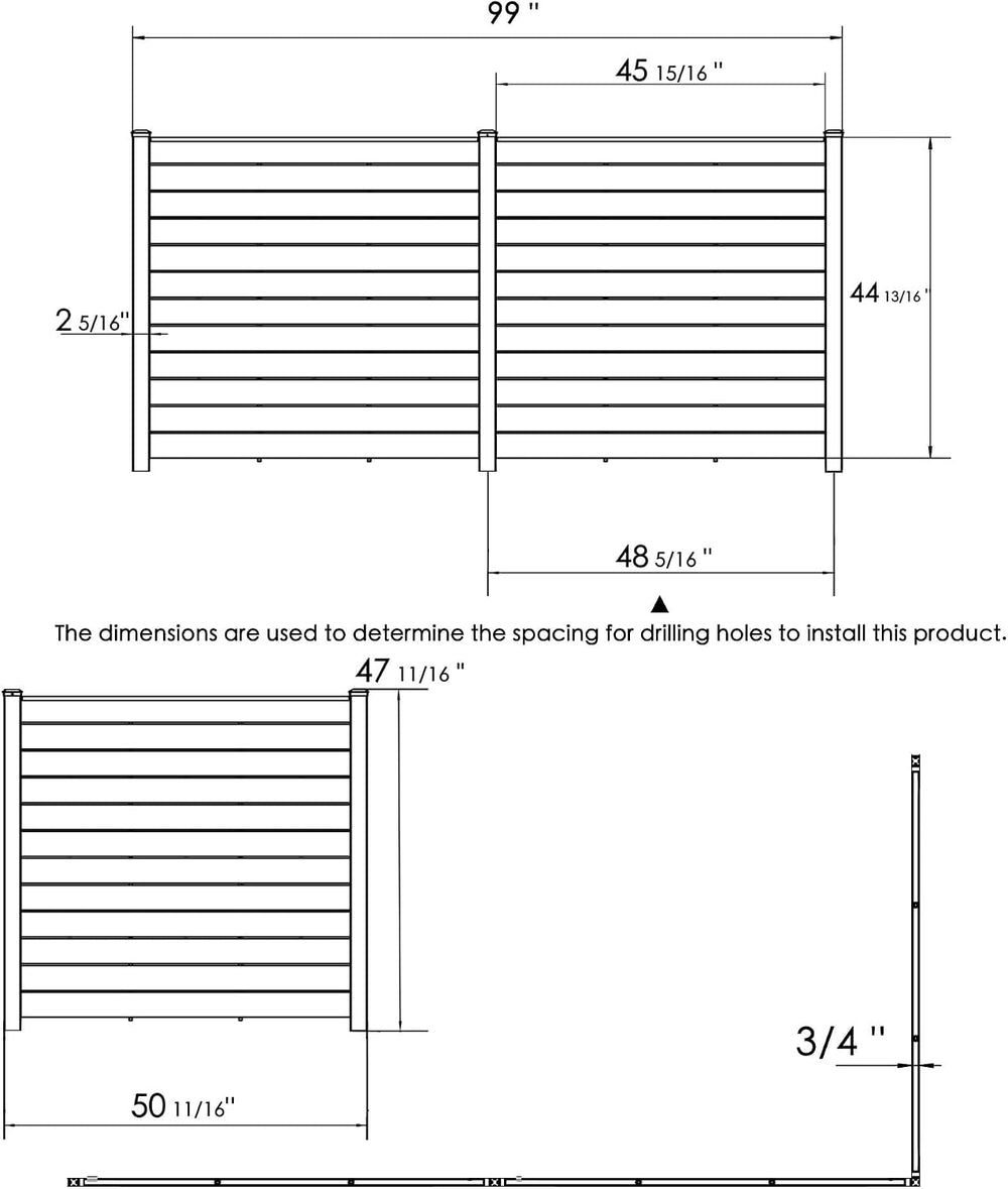 Kozyard 50" W x 48" H Privacy Screens Fence Panel Specifically for ...
