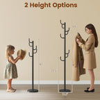 Giantex Heavy-Duty Coat Rack Freestanding, 69" Metal Cactus Clothes Stand with 8-Hook & 2 Height Options, Weight Base, Modern Coat Tree Hanger Stand for Bags, Purse Hat Rack Entryway, Bedroom, Office