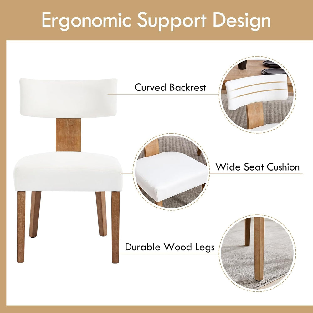 Mid Century Modern Dining Chairs Set of 4, Linen Fabric Upholstered Dining Ch...