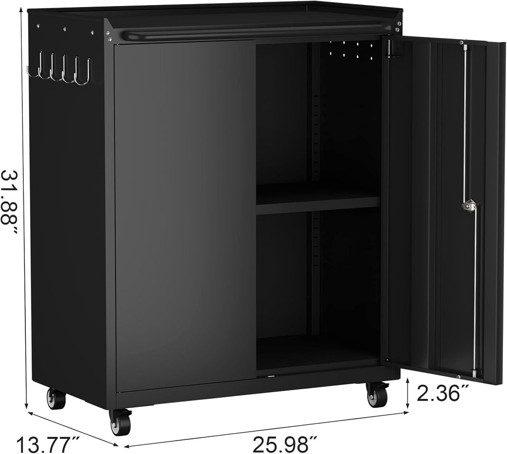 GREATMEET 32" H Lockable Storage Cabinet, Small Locking Cabinet with Doo...