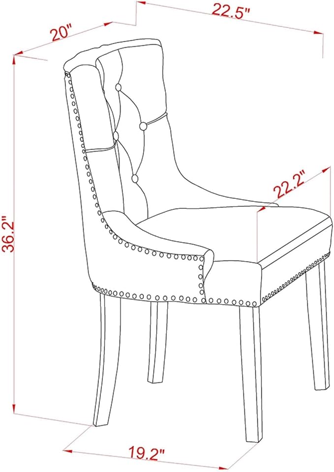 East West Furniture FRP3T05 Friona Parson Dining Chairs - Button Tufted Nailhead Trim Doeskin Linen Fabric Upholstered Chairs, Set of 2, Mahogany