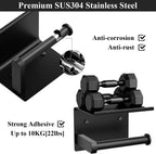 Tindbea Toilet Paper Holder with Phone Shelf, Adhesive or Screw Wall Mount Toilet Tissue Roll Holder, Rustproof & Multifunctional Stainless Steel Bathroom Storage Dispenser (Matte Black)