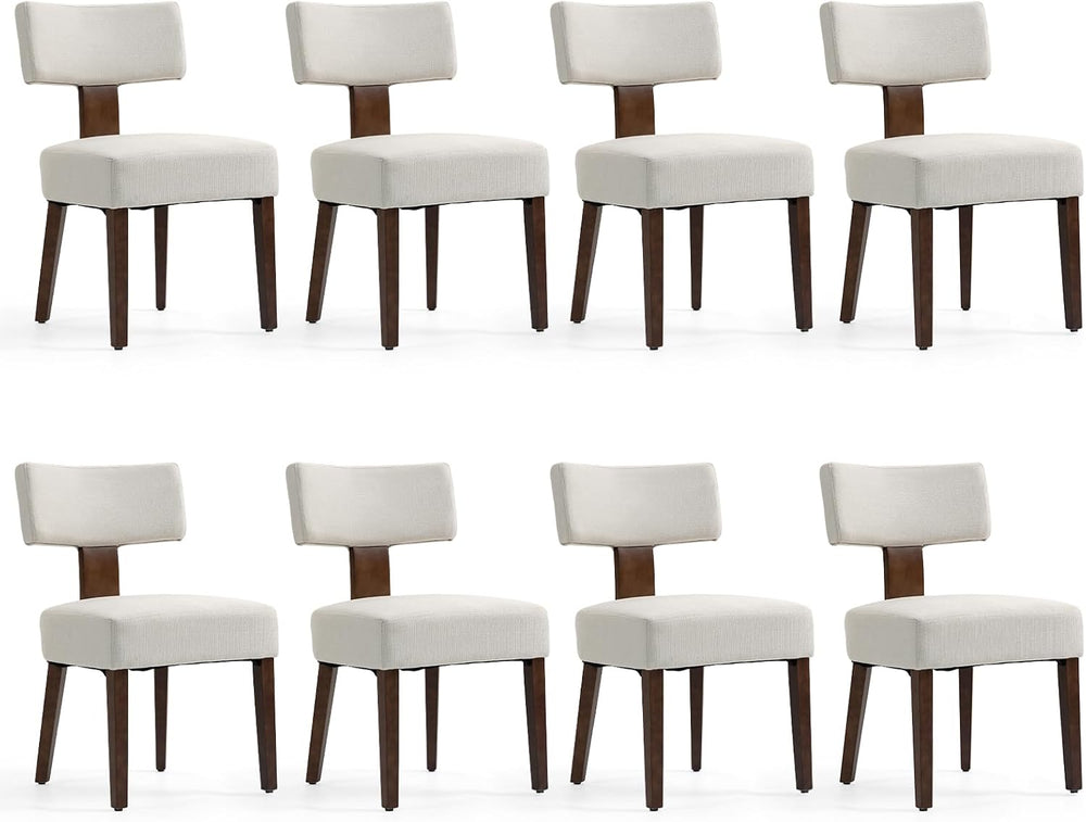 Dining Chairs Set of 8, Fabric Upholstered Wood Kitchen Chairs, Armless Linen...