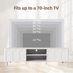 TV Stand for TVs up to 70'', Entertainment Center with Large Storage for Living Room, Media Console with Sliding Doors and Adjustable Shelves, Modern TV Cabinet for Game Consoles and Decor(White)