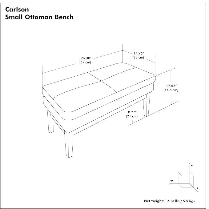 SIMPLIHOME Carlson 45-inch Wide Vegan Faux Leather Ottoman Bench in Distressed Saddle Brown with Solid Wood Frame for Living Room, Entryway, or Bedroom