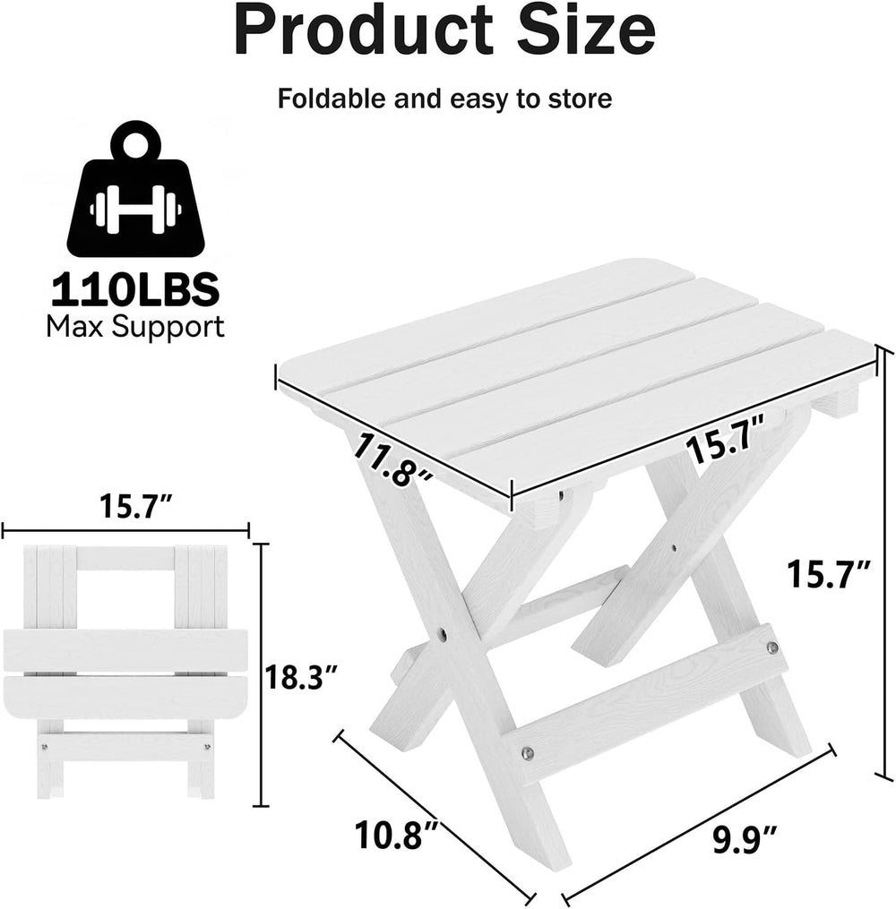 Folding Outdoor Side Table,Small HDPE Patio Table,All-Weather Compact Portabl...