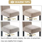 H.VERSAILTEX Velvet Dining Chair Covers Stretch Chair Covers for Dining Room Set of 2 Parson Chair Slipcovers Chair Protectors Covers Dining, Soft Thick Solid Velvet Fabric Washable, Oatmeal