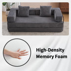 ZEIINPA Convertible Floor Sofa Bed with Fixed-Shape Frame, Modular Corduroy Folding Mattress Couch with Armrest, Floor Sofa Lounge Couch for Living Room Bedroom Lounge Studio,Dark Gray