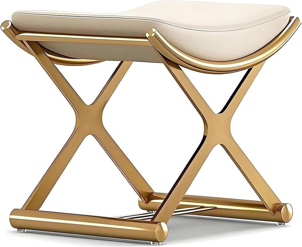 Vanity Stool Chair - Upholstered Makeup Stool with Leather Cushion - Modern S...