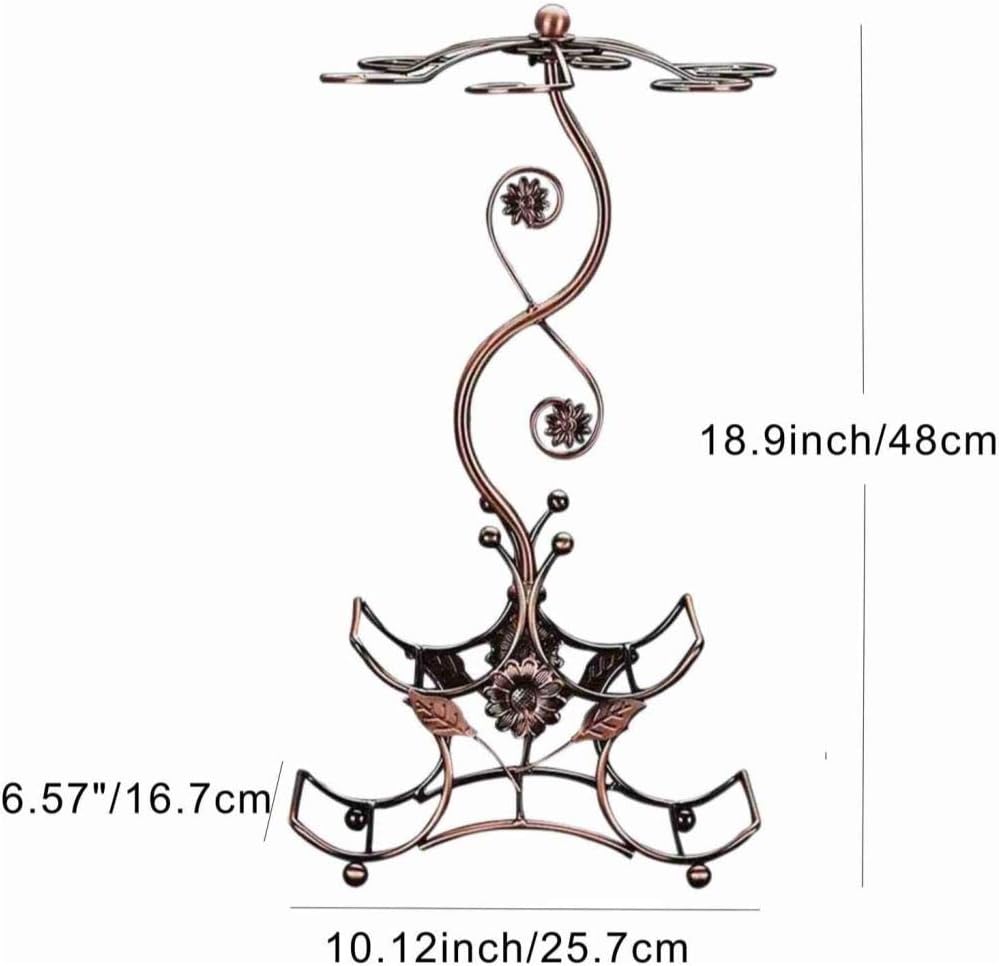 Wine Rack and Wine Glass Holder-Hold 4 Wine Bottles and 6 Glasses-Perfect for Home Kitchen Decor & Kitchen Storage Rack