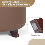 Athena Collection 24.5 Inch Small Ottoman with Storage, Round PU Leather Storage Ottoman Foot Rest with Removable Lid, Multipurpose Footstool Footrest for Livingroom, Bedroom, Dorm, Brown
