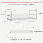 Expandable Under Cabinet Shelf Organizer with 1.25 Inches Thick Clips, Heavy Duty Extendable Under Shelf Storage Basket for Pantry or Laundry Room, White, 2 Pack, Interior: 5.7" H x 8.54" D
