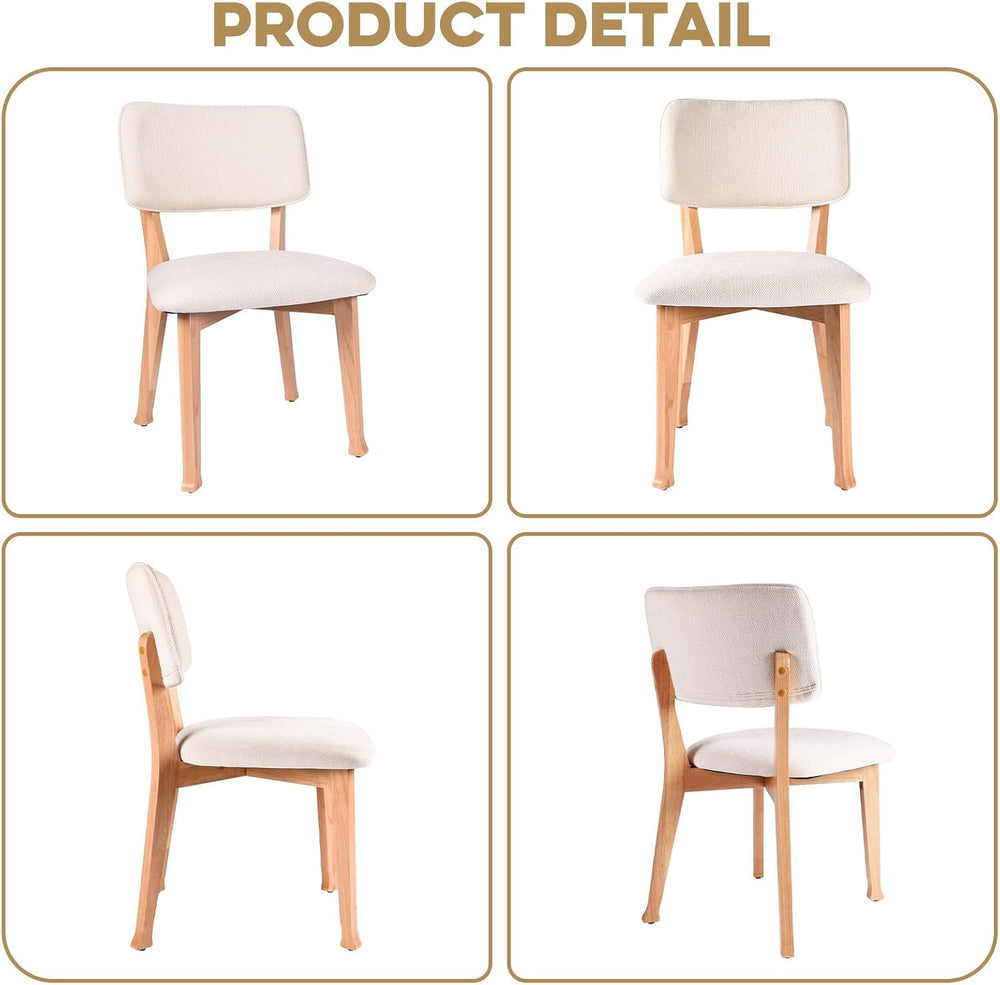 Wooden Dining Chairs Set of 2, Mid Century Modern Kitchen Chairs with Fabric ...