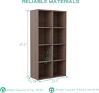 8-Cube Storage Shelf Bookcase - Wooden 4-Tier Floor Standing Open Bookshelf for Home and Office, Cuby Orgainzer, Walnut