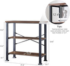 HOMBAZAAR 3 Tier Bookshelf,Rustic Brown Industrial Book Shelf,Engineered Wood and Metal Deep Bookcases,Low Shelf Bookcase for Living Room,Office,Bedroom and Kitchen