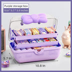 Bow Knot Hair Accessories Organizer Box Cute Dust Proof Childrens Jewelry Storage Box 3 Layers Plastic Storage Box for Hair Clips,Headbands,Hair Bands,Jewelry,Etc