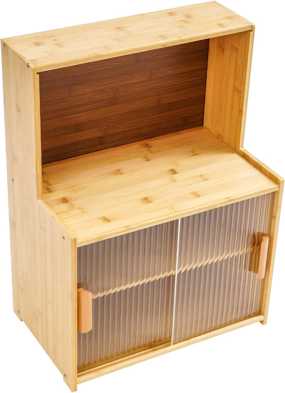 Kitchen Storage Cabinet with Sliding Doors, Bamboo Kitchen Pantry Sideboard, ...