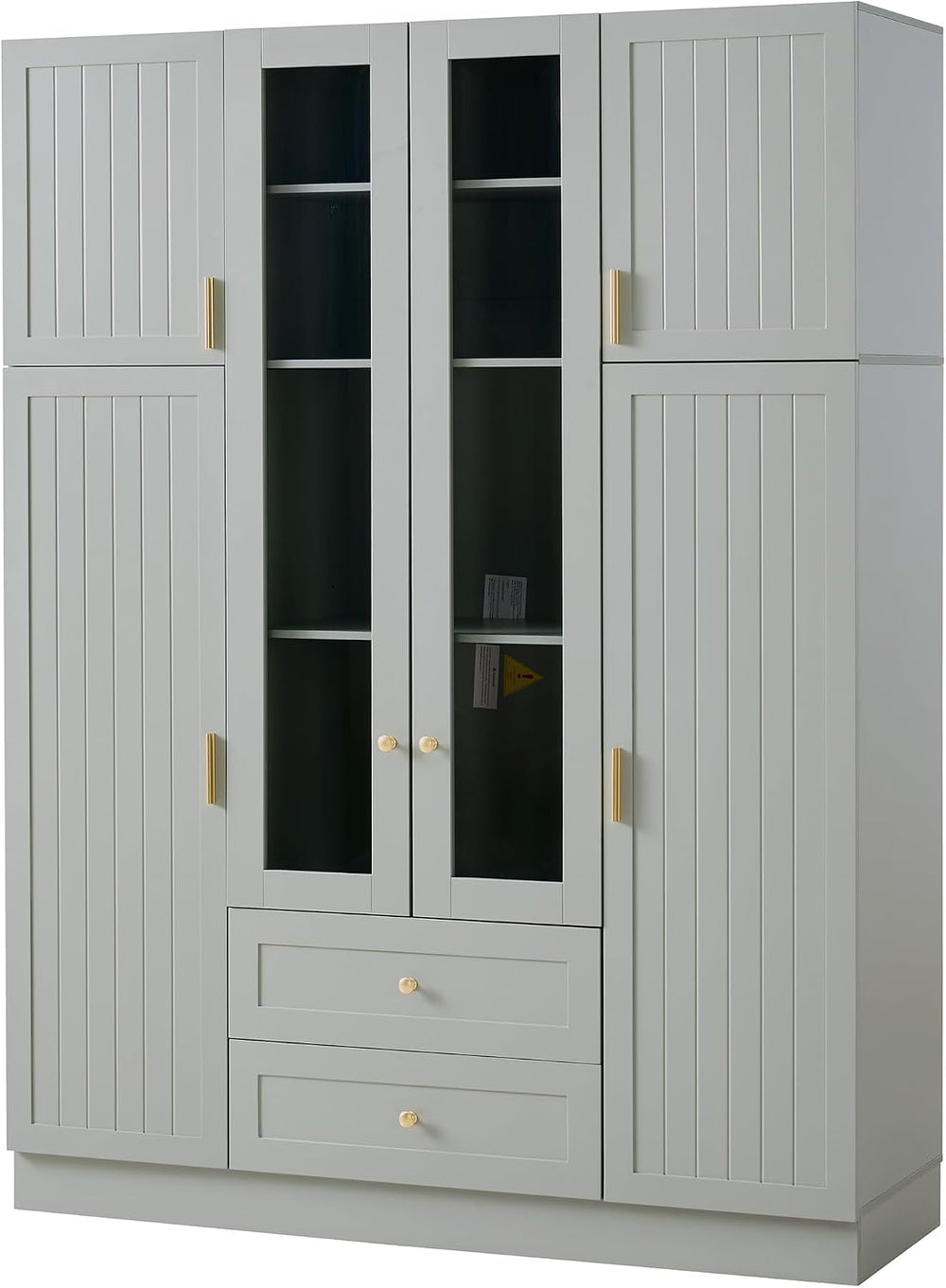 Large Kitchen Pantry Cabinet with 6 Doors and Drawers, Storage Cabinet Cupboa...