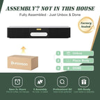 POVISON Fully-Assembled Modern TV Stand for Projector, Sintered Stone Entertainment Center with Storage for 75 inch TV, Wood TV Console, Media Console for Living Room Bedroom