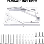 YUMORE Folding Shelf Brackets, 8 Inch Heavy Duty Collapsible Shelf Bracket, DIY L Bracket for Workbench Folding Table Hinge, Max Load: 300lb, White, 2 Pack