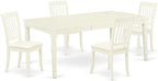 East West Furniture DODA5-LWH-C 5 Piece Modern Dining Table Set Includes a Rectangle Wooden Table with Butterfly Leaf and 4 Linen Fabric Dining Room Chairs, 42x78 Inch, Linen White
