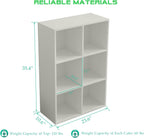 6-Cube Storage Shelf Bookcase - Wooden 3-Tier Floor Standing Open Bookshelf for Home and Office, Display Cabinet, Warm White