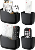Remote Holder Wall Mount TV FAN Remote Control Holder Bedside Caddy Wall Organizer Phone Holder for Office Adhesive Media Player Controller Holder Box Tray Home Desk Nightstand Black 2 Big 2 Small