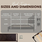 Bme Vivian 14 Inch Deluxe Bed Frame with Headboard, Rustic & Scandinavian Style with Solid Acacia Wood, No Box Spring Needed, 12 Strong Wood Slat Support, Easy Assembly, Queen, Rustic Black