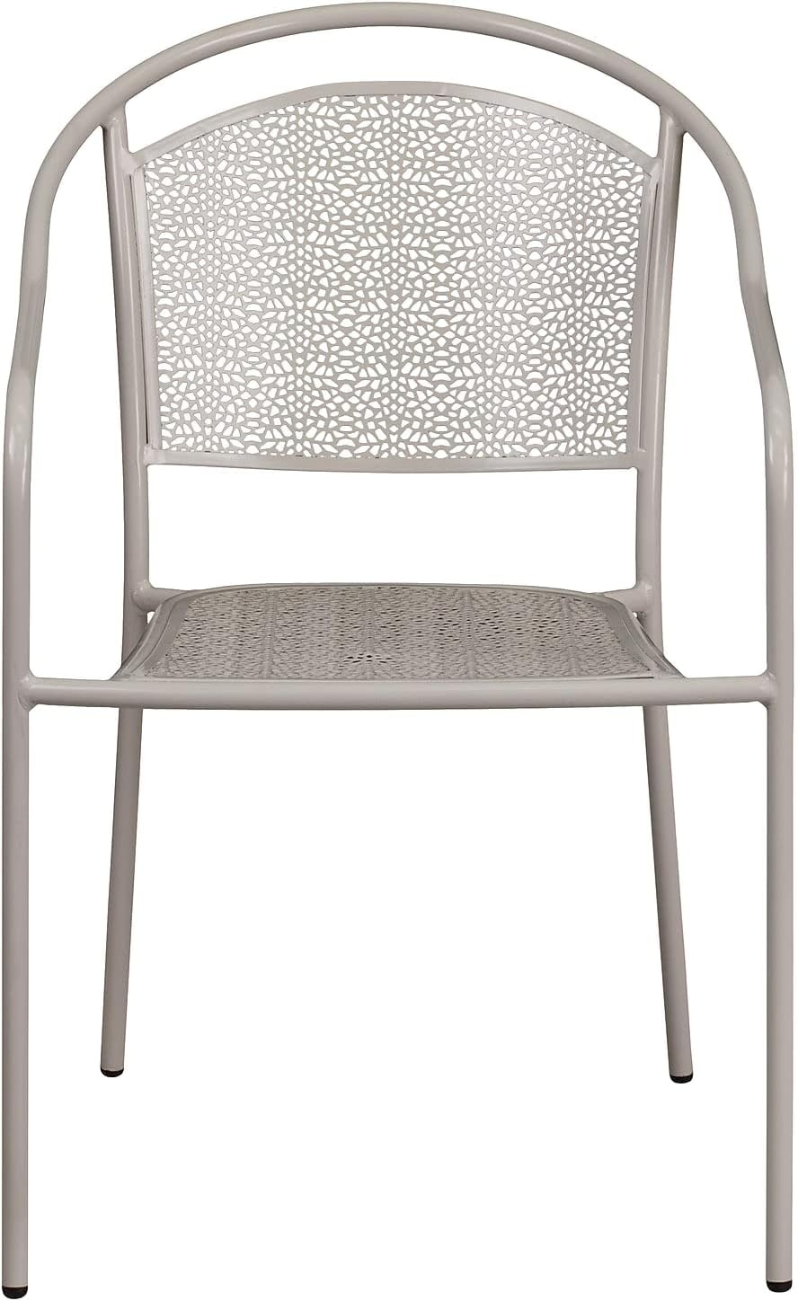Flash Furniture Commercial Grade Light Gray Indoor-Outdoor Steel Patio Arm Ch...
