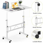 Small Standing Desk Adjustable Height, Portable Treadmill Desk, Mobile Table Ideal for Laptops and Tablets,White